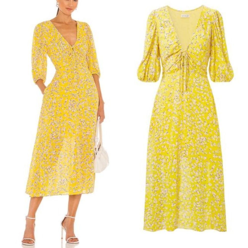 Nicholas Wedding Maxi White Yellow Summer Dress, Size 0